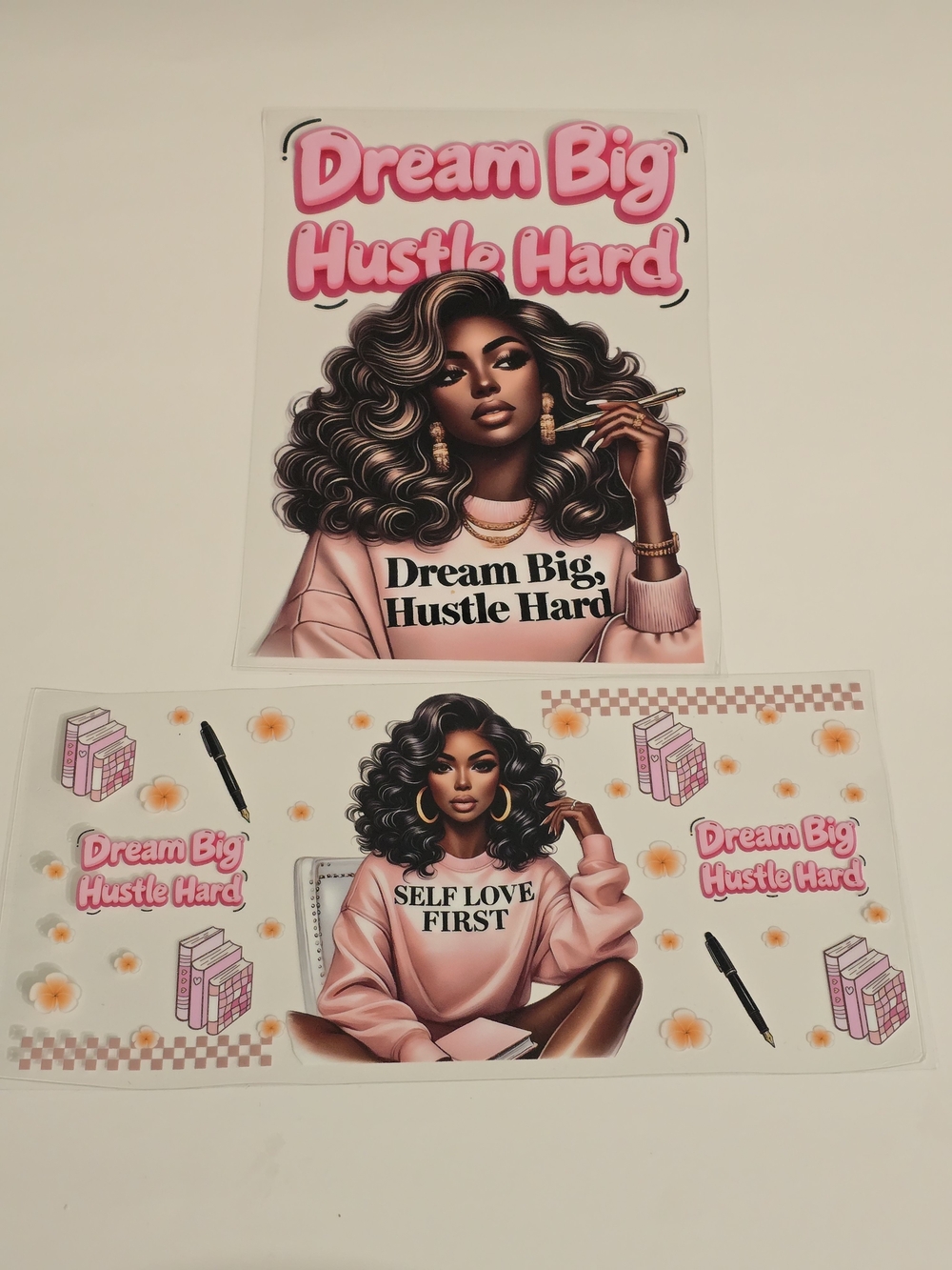 UV DTF Wrap Set - Dream Big Hustle Hard Pink Inspirational